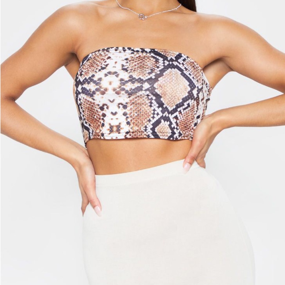 Pretty Little Thing Snakeskin Tube Top